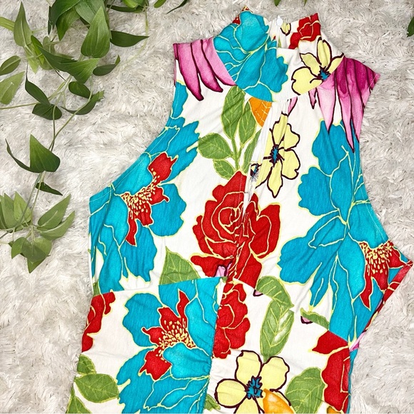 Cache Bodycon Ruched Floral Dress with Keyhole Size Medium - Picture 4 of 10